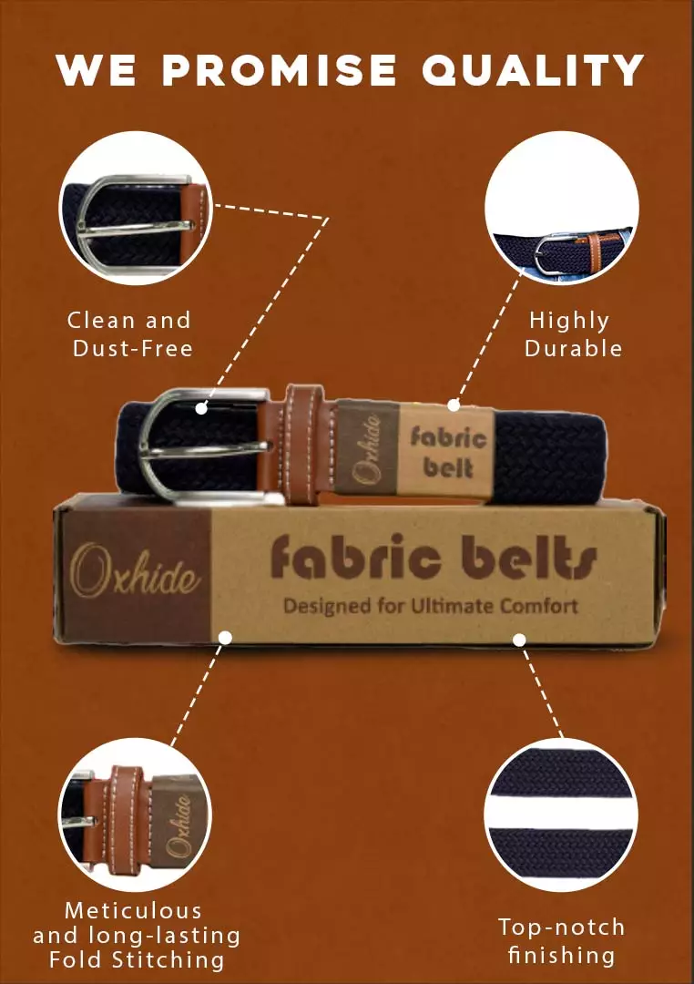 Fabric belt for Men and Women - Elastic belt - Woven stretchable belt plus size -Canvas Belt for men and women in Blue color -Oxhide Blue BCN