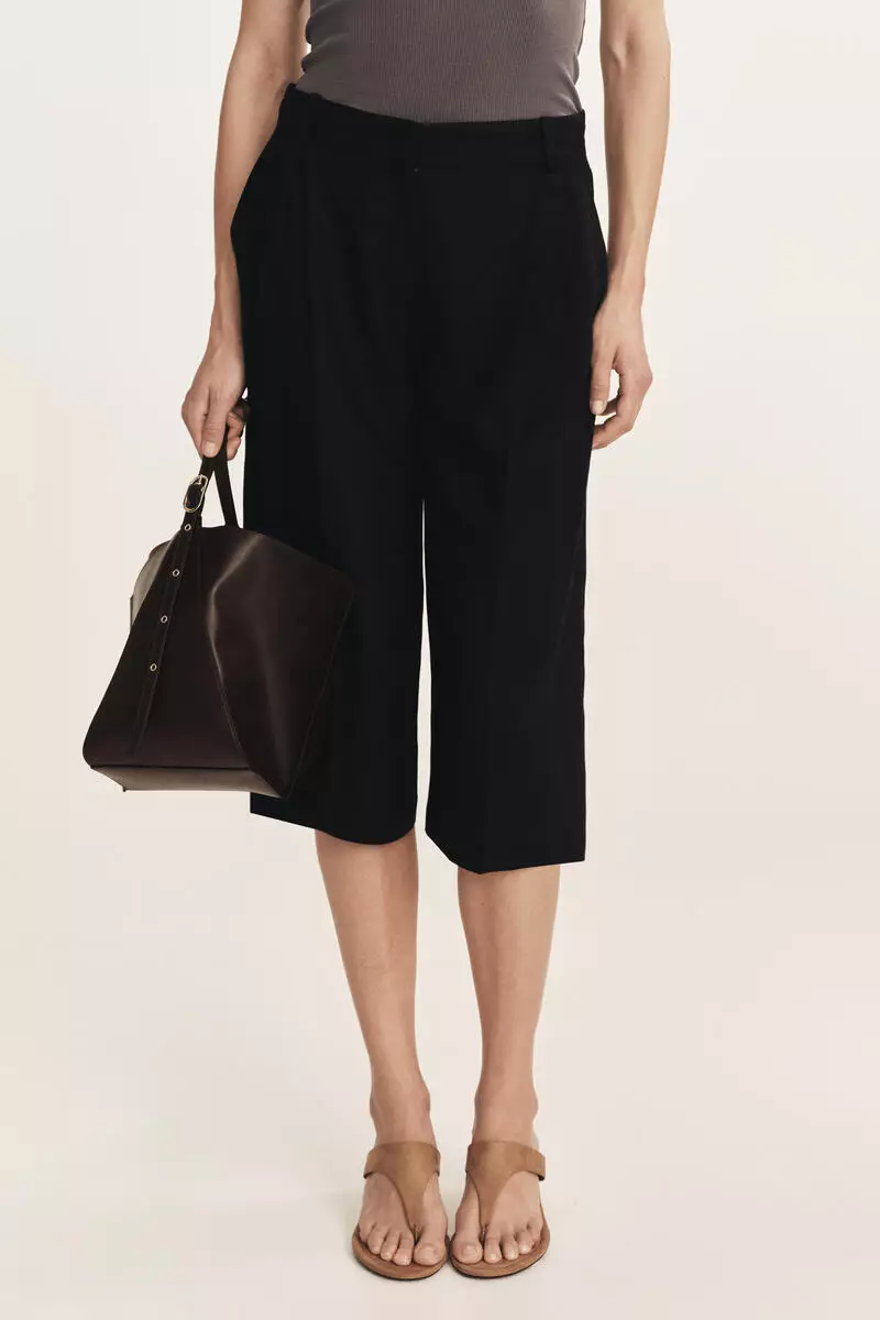 Wide linen-blend culottes
