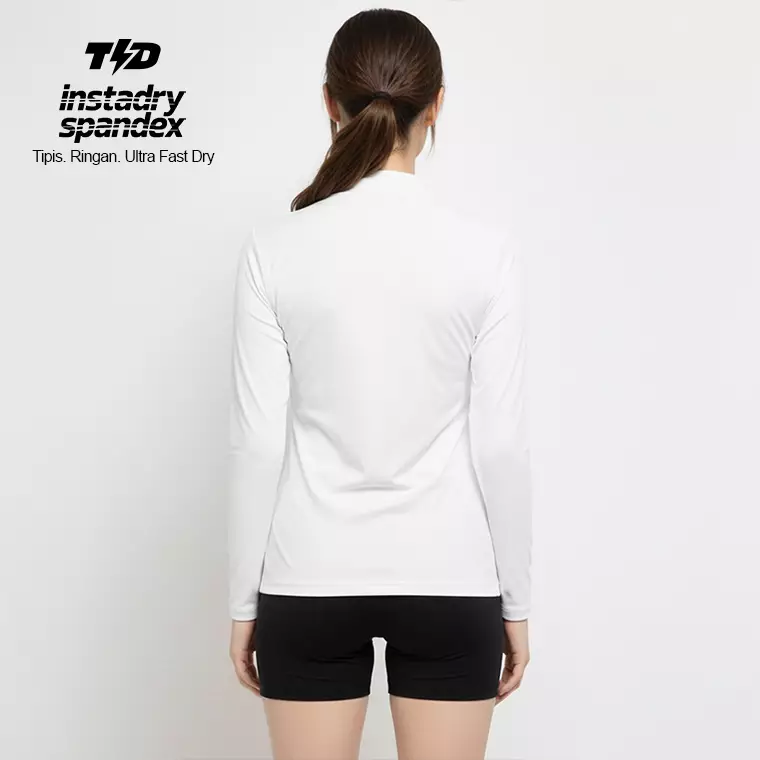 TDACTIVE inner tangan panjang olahraga wanita "instadry spandex" logo shoulder putih LSE69