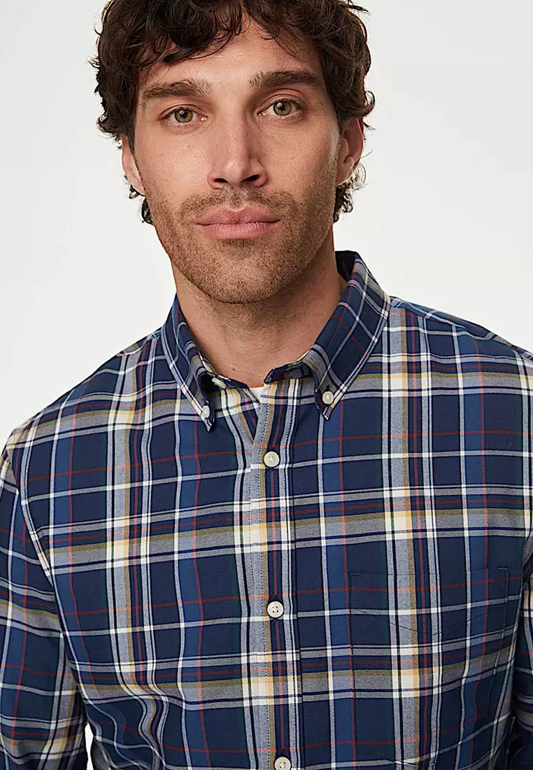 Cotton Rich Check Oxford Shirt
