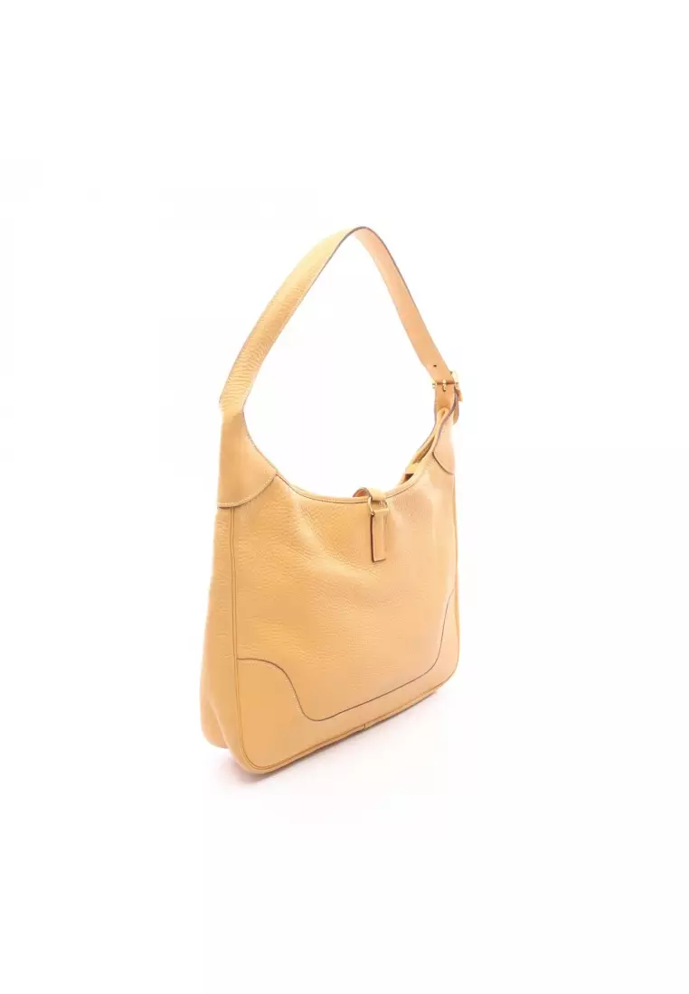 Pre-Loved Hermès trim 35 Jaune one shoulder bag Clemence leather yellow gold hardware □K stamp