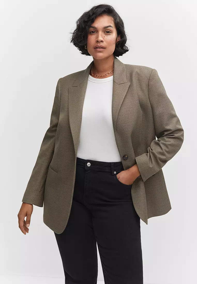 Women's plus size wool blazers top