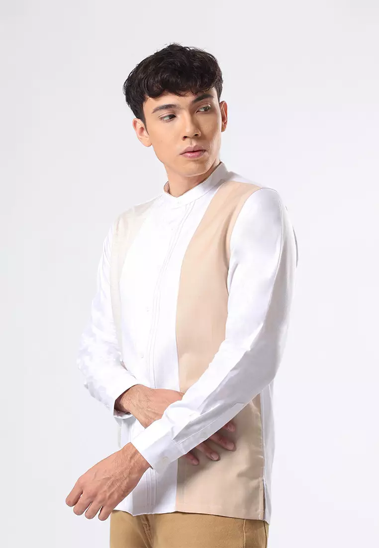 Kemeja Koko Pria Lengan Panjang Baju Muslim Pria ASLAN WHITE
