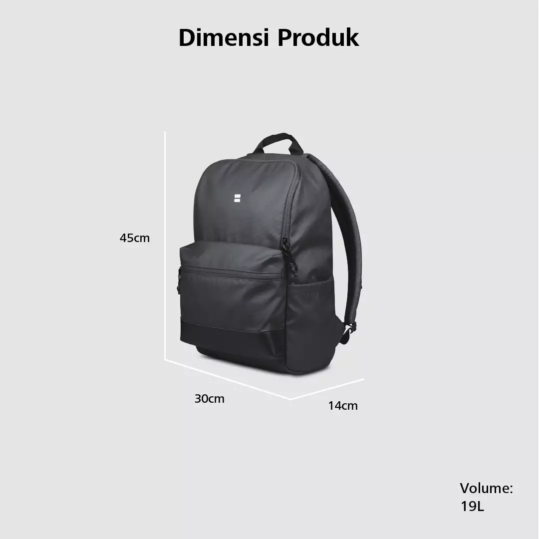 Paris 2.0 Laptop Backpack 14 Inch Tas Ransel Kerja Kuliah Sekolah Classic 19 L - Hitam