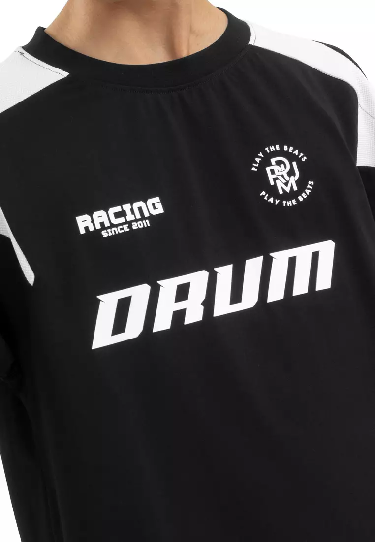 Select Racing Theme Cut & Sew Oversized Tee- Black