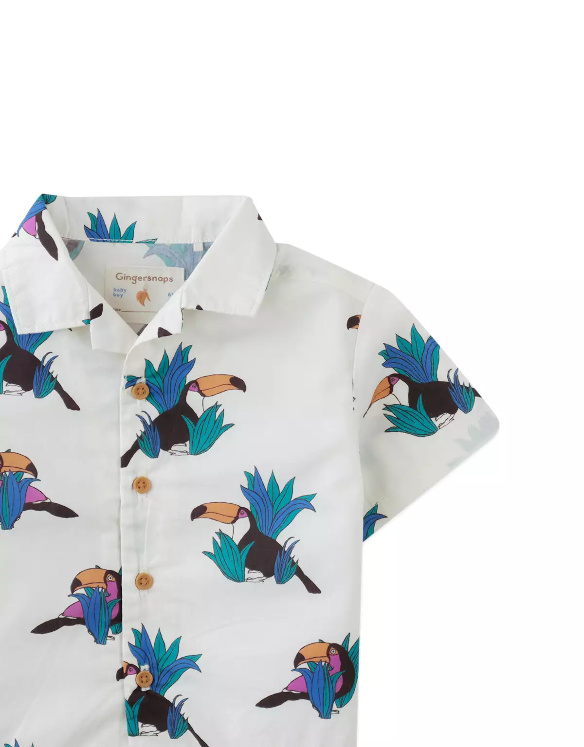 Gingersnaps Baby Havana Paradise Woven Btndown White - Kemeja Bayi Laki (Putih)
