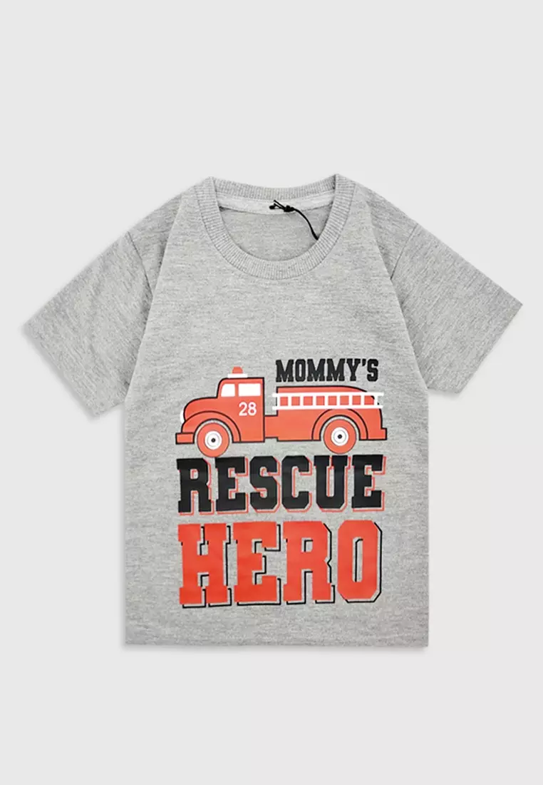 Wakakids Setelan Anak Laki Laki Mommy Rescue Hero 3415 Abu Muda