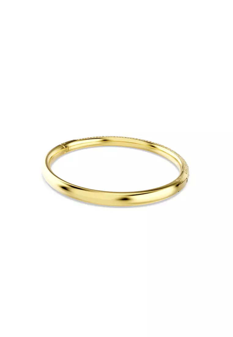 Sublima bangle, Snow pavé, White, Gold-tone plated