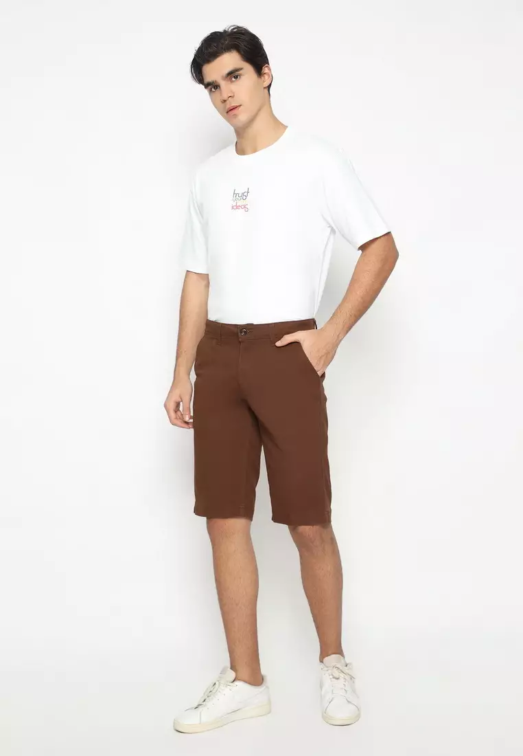 RBJ Celana Chino Pendek Coklat Cotton Premium Regular Fit Pria