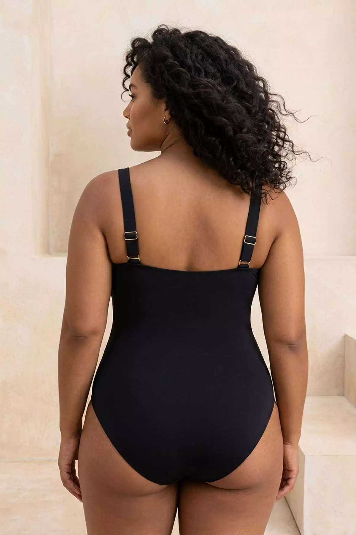 Black Gold Accessory Gathered Plus Size Swimsuit Tbbss26Am00020