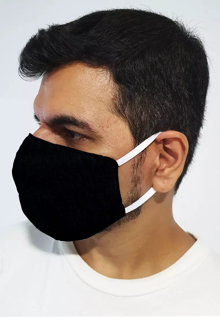3 in 1 Premium 3-PLY Cotton Mask Black