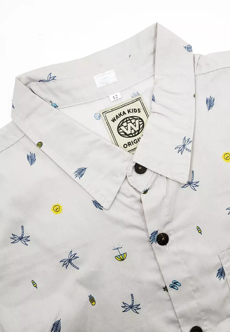 Wakakids Kemeja Anak Laki Laki Usia 6 Tahun Hingga 9 Tahun Atasan Baju Kerah Collar Shirt Pattern Summer 4327 Vensk