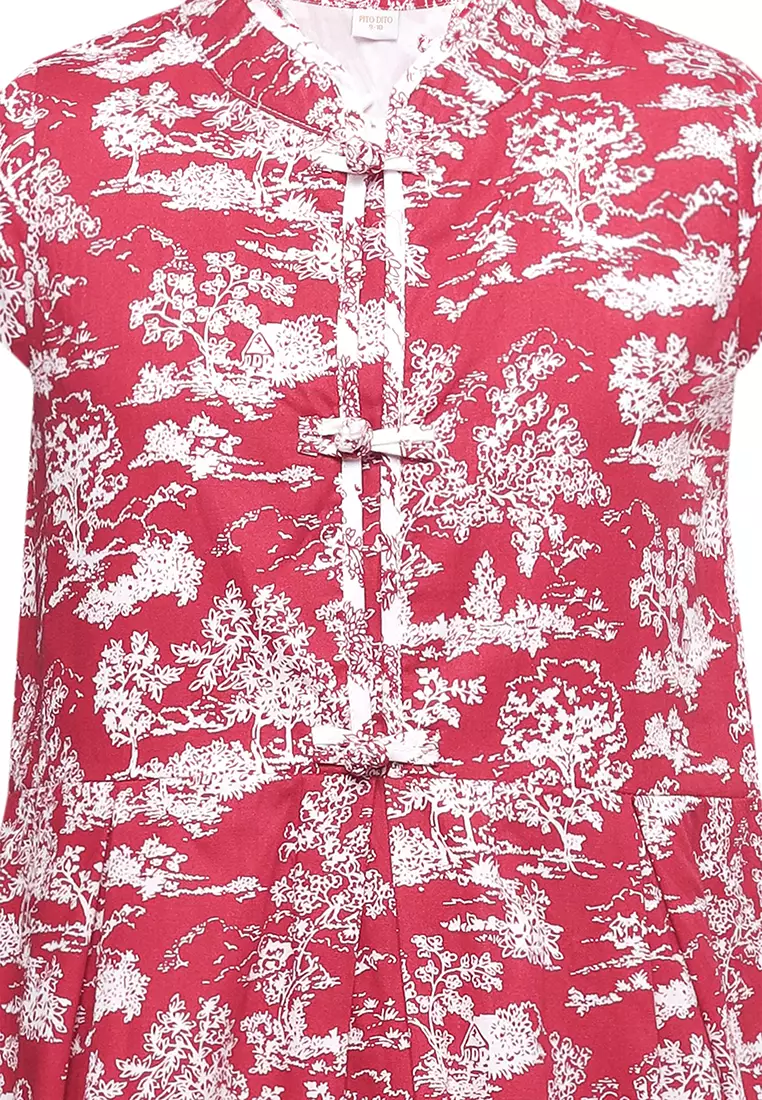 Pito Dito Girl Yingbi Dress Midi anak Merah - Size 14