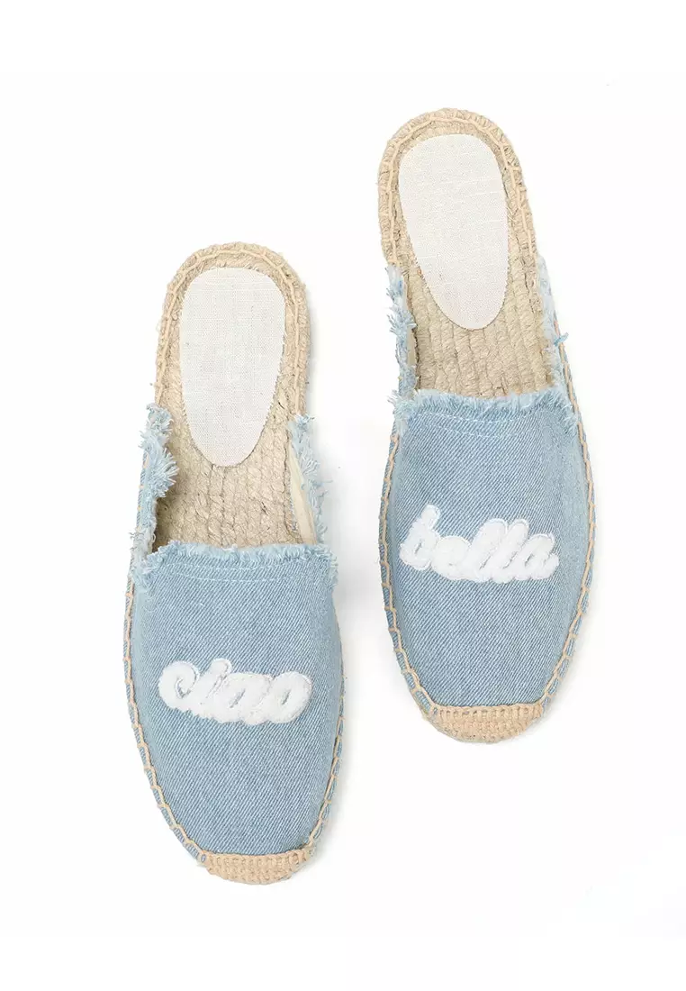 Embroidered Denim Mules HB013