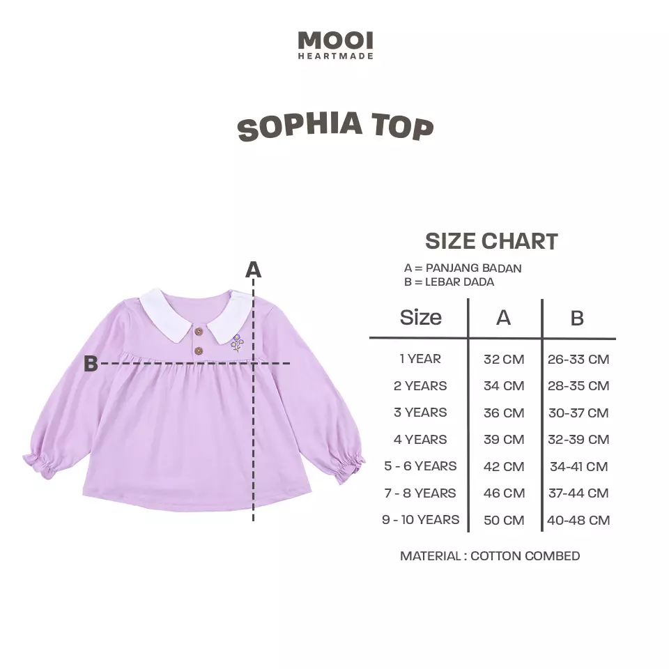 Mooi Atasan Anak Perempuan Sophia Top - Lavender