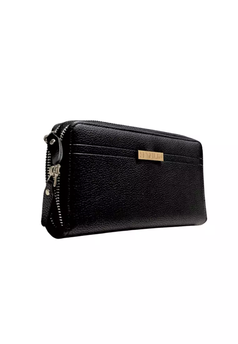 Athena Dompet Clutch Wanita Many Space Material Leather Kulit ORIGINAL - Black