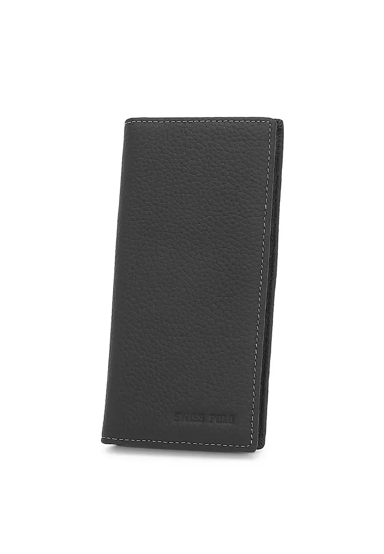 Genuine Leather RFID Long Wallet - Black