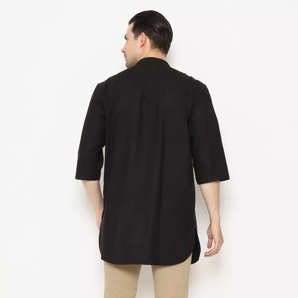 AMK Kemeja Koko Pria Kurta 3/4 KK KEMAL 3/4 BLACK