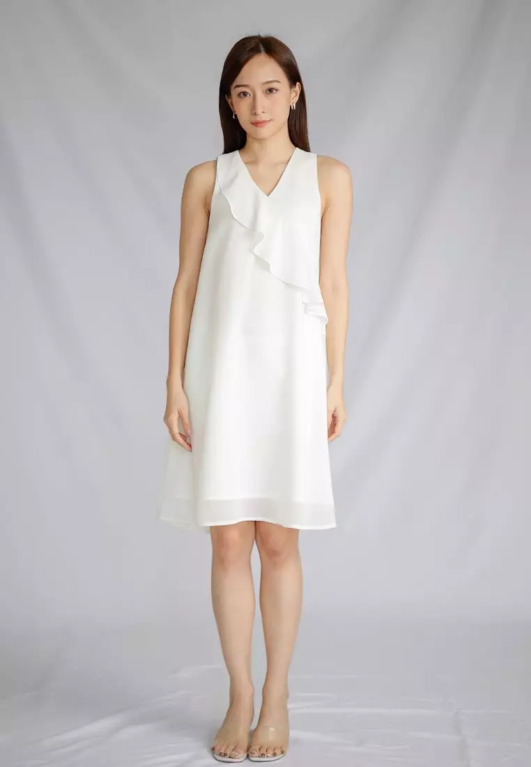 Buy MMRS. Garb Jazlyn Slant Ruffles Dress Ivory 2024 Online