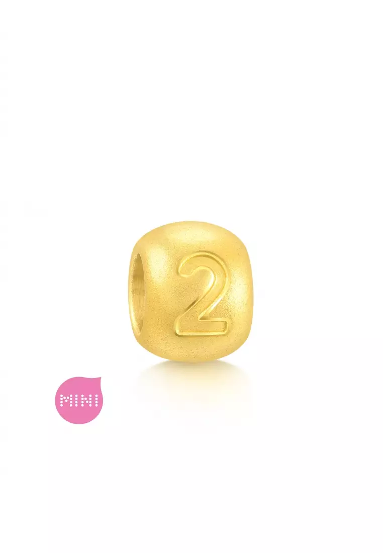 999 24K Solid Gold Number Two Charm 93667C (Bracelet not included)