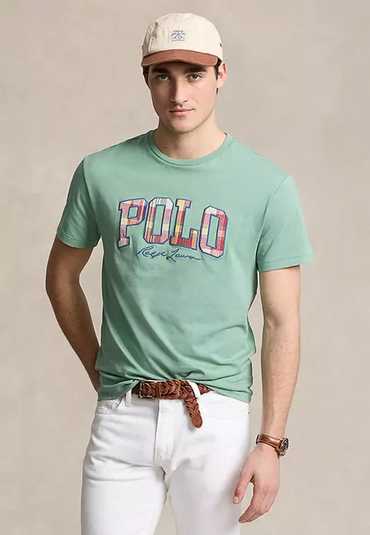 Classic Fit Plaid-Logo Jersey T-Shirt