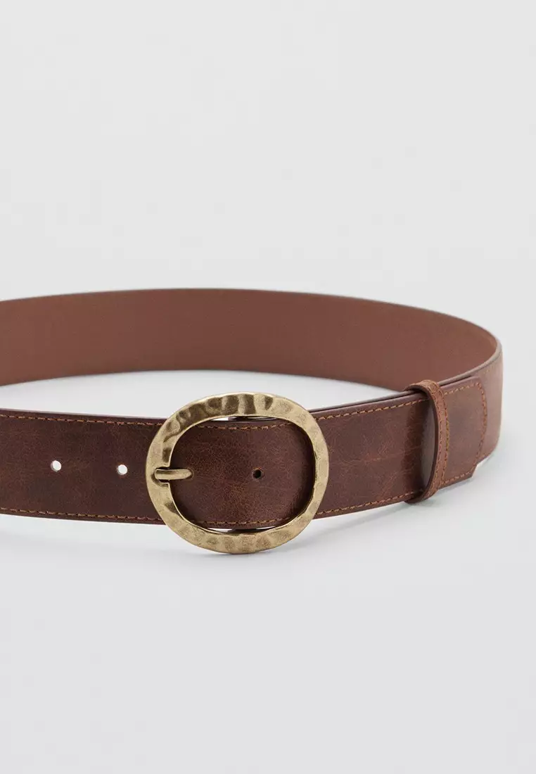 Textured Belt With Round Buckle