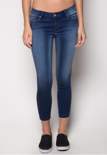 Medium-washed Mid-Rise Skinny Fit Jeans (Blue)