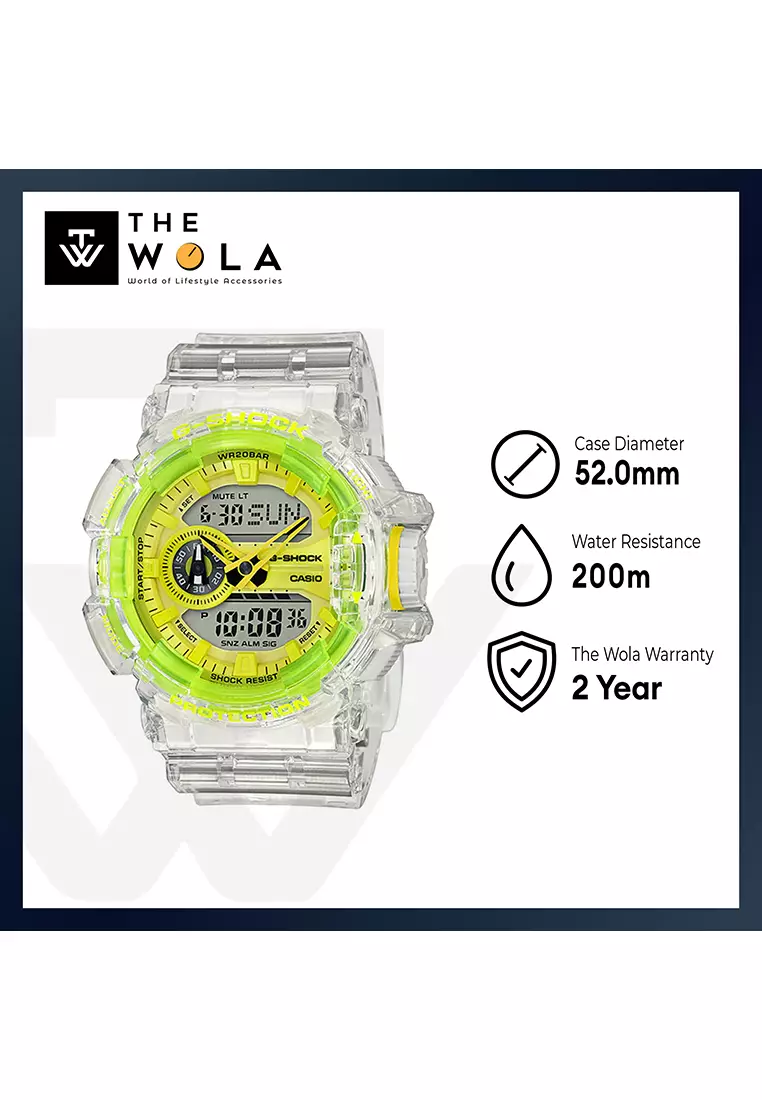 Men's Analog-Digital Watch GA-400SK-1A9 White Semi-Transparent Resin Band Sports Watch
