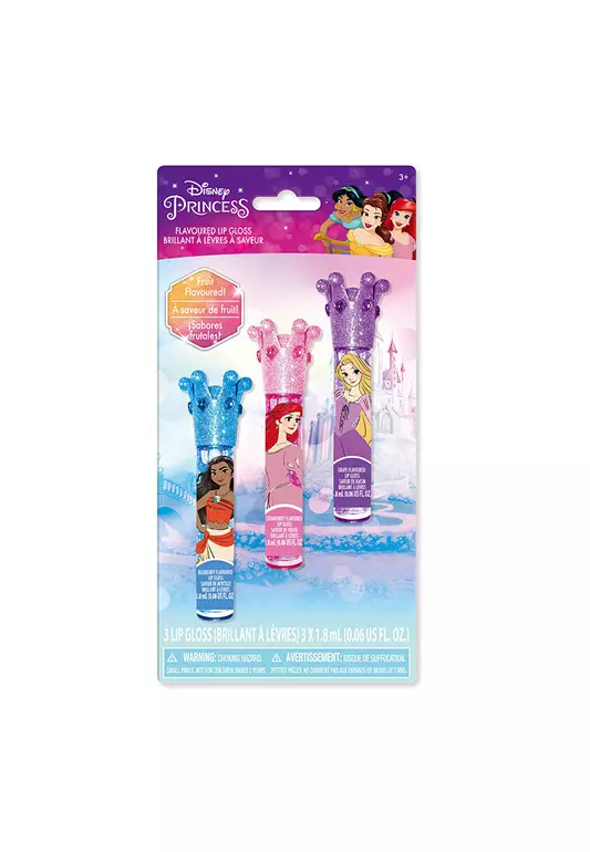 Disney Princess Flavoured Lip Gloss 3 Pieces Non Toxic – Plant Based Makeup Toys For Kids Ages 3 Years And Up