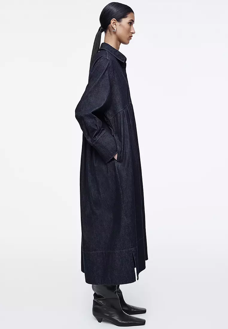 white christmas dresses Womens Denim Maxi Shirtdress  Wash Lab Malibu Blue / S