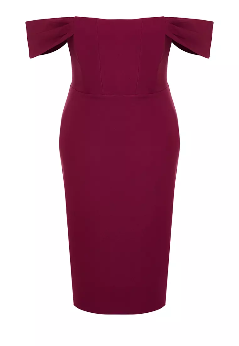 Plus Size Off Shoulder Midi Dress