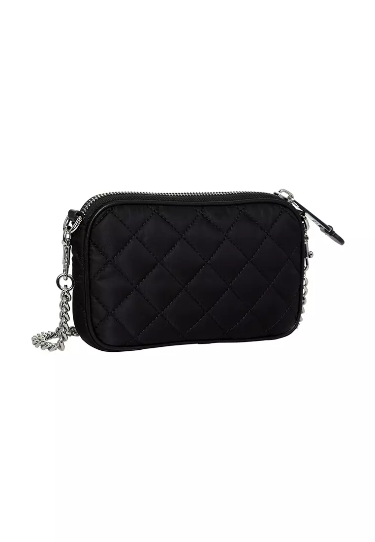 Logo Embellished Zipped Shoulder/Crossbody Bag Black B7420