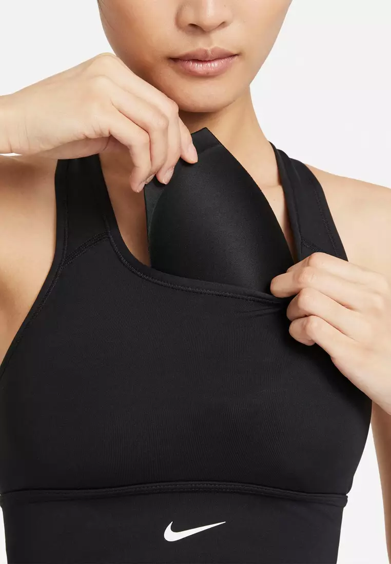 Nike Training Swoosh Luxe Dri-FIT medium support longline sports bra in  black