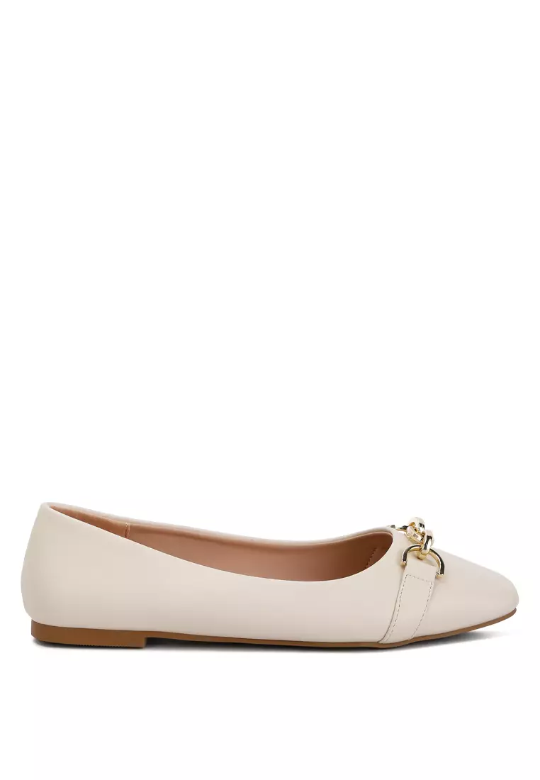 Ecru Embellished Flat Ballets
