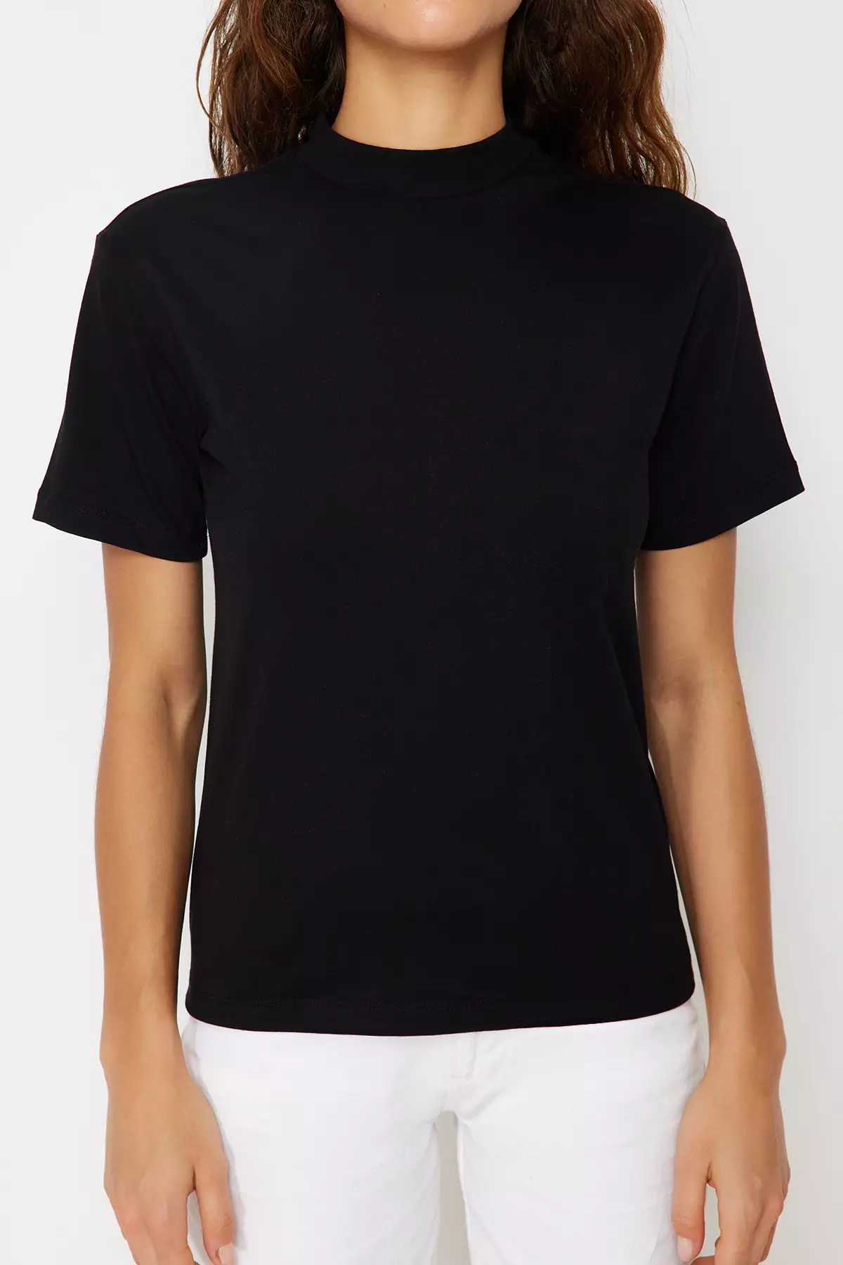 Black Mock Neck T-Shirt