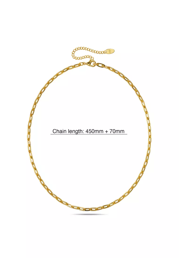 Flat Paperclip Link Chain Gold Plated Necklace