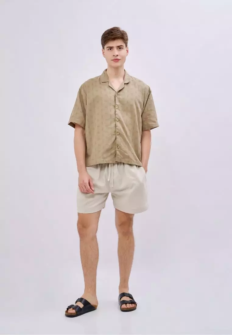 Elnido Celana Pendek Pantai Linen Pria Cream | Linen Beach Shorts Men Cream