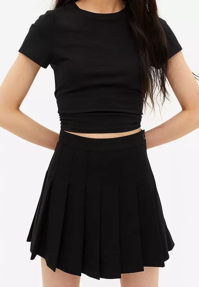 Black pleated mini skirt - Black - Monki