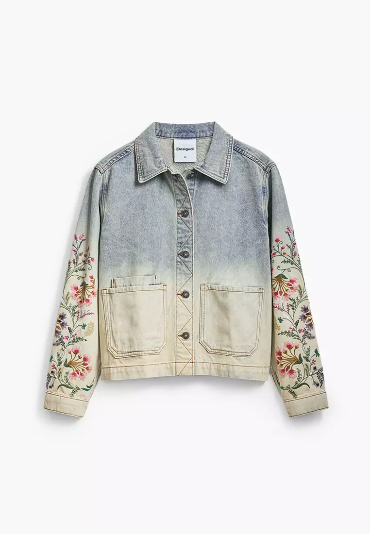 Floral denim jacket