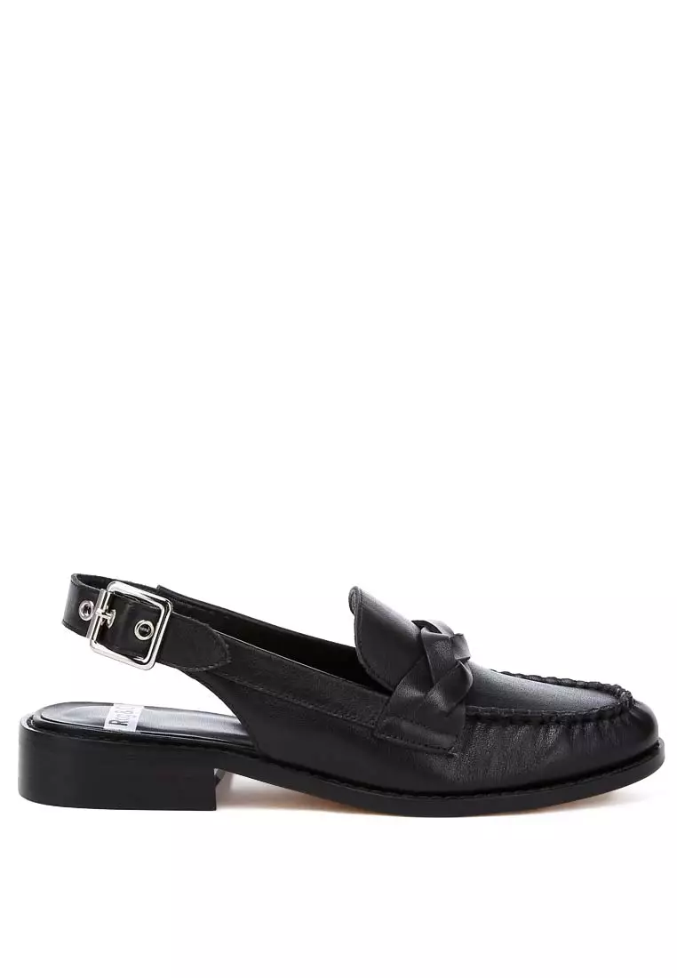 Discount on London Rag  shoes - SKU: Black Genuine Leather Loafer Sandals