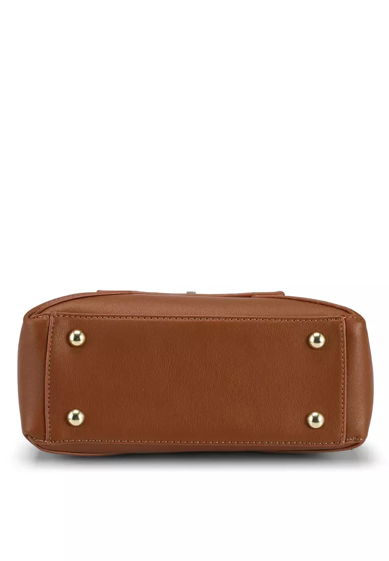 Faux Leather Convertible Satchel Bag