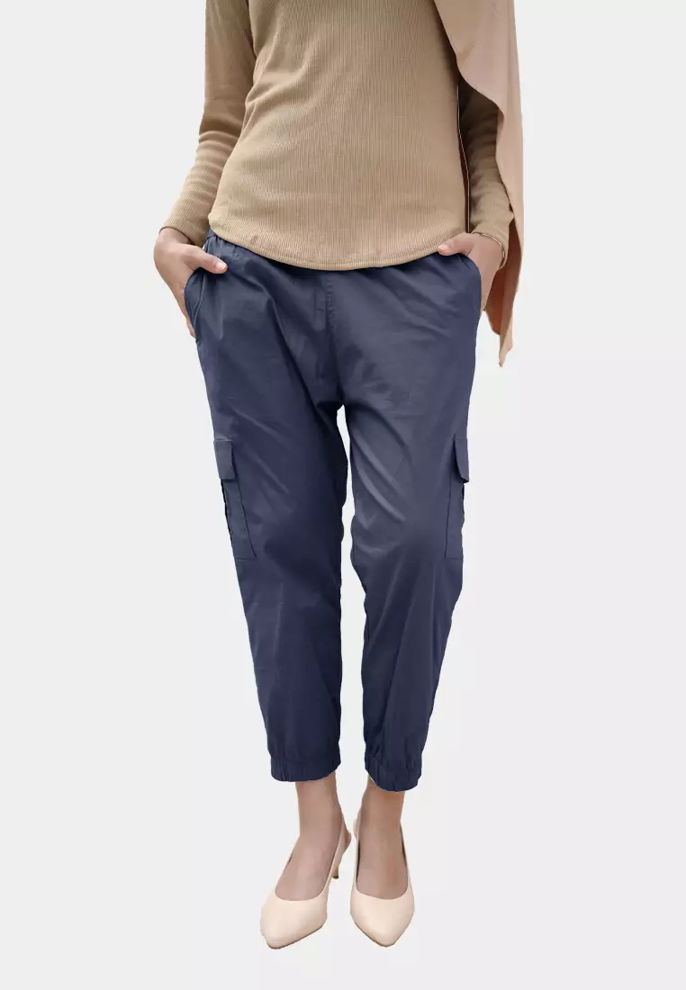 Cotton Bee - Clef Cargo Pants | Celana Jogger Cargo Wanita - Navy Blue - XL