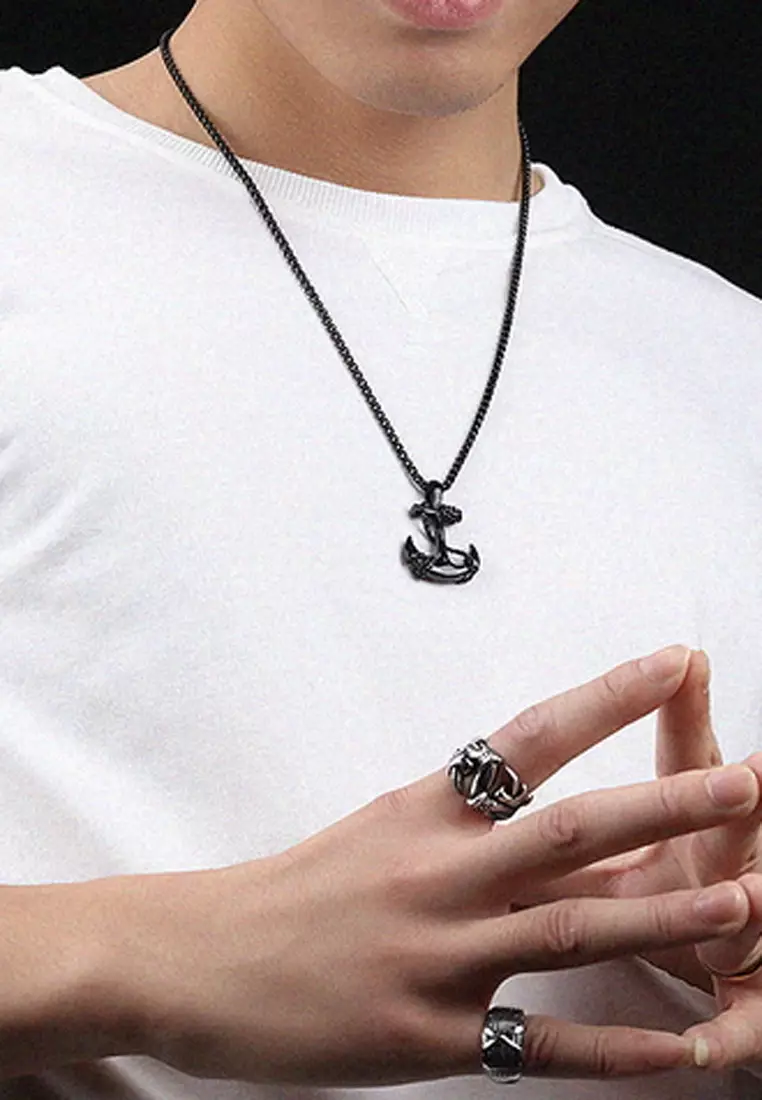 Mens anchor cheap pendant necklace