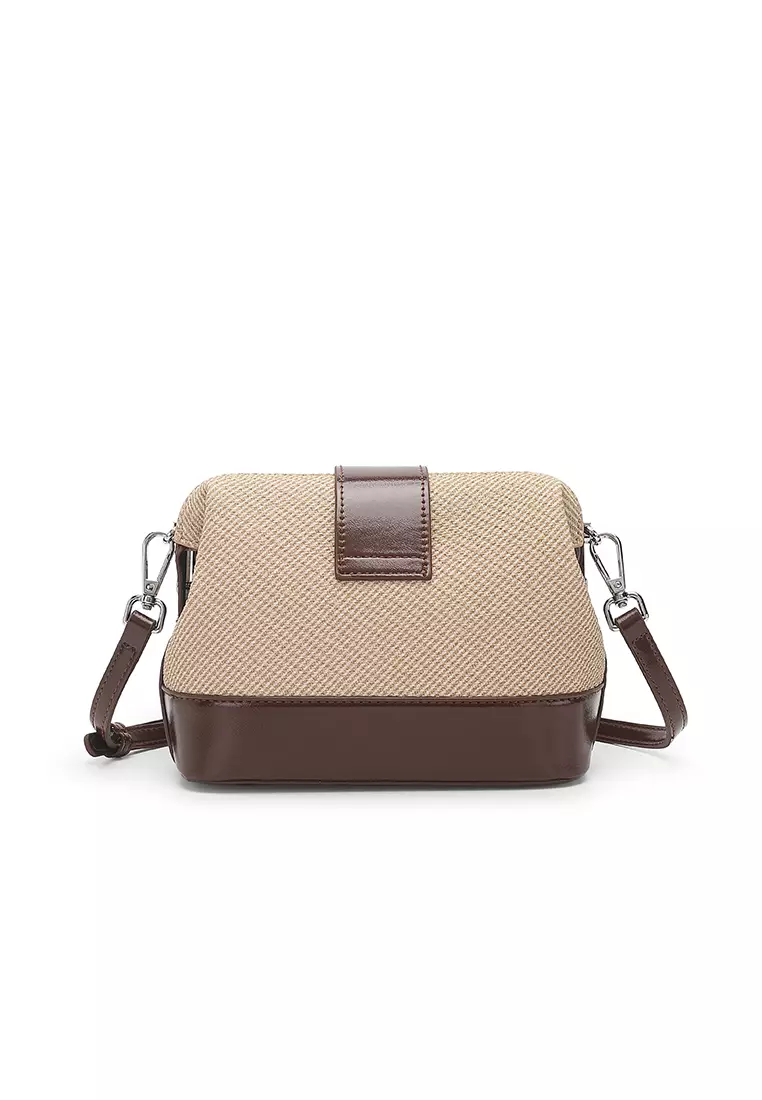 Women's Top Handle Bag / Sling Bag / Crossbody Bag / Shoulder Bag - Light Apricot / Brown