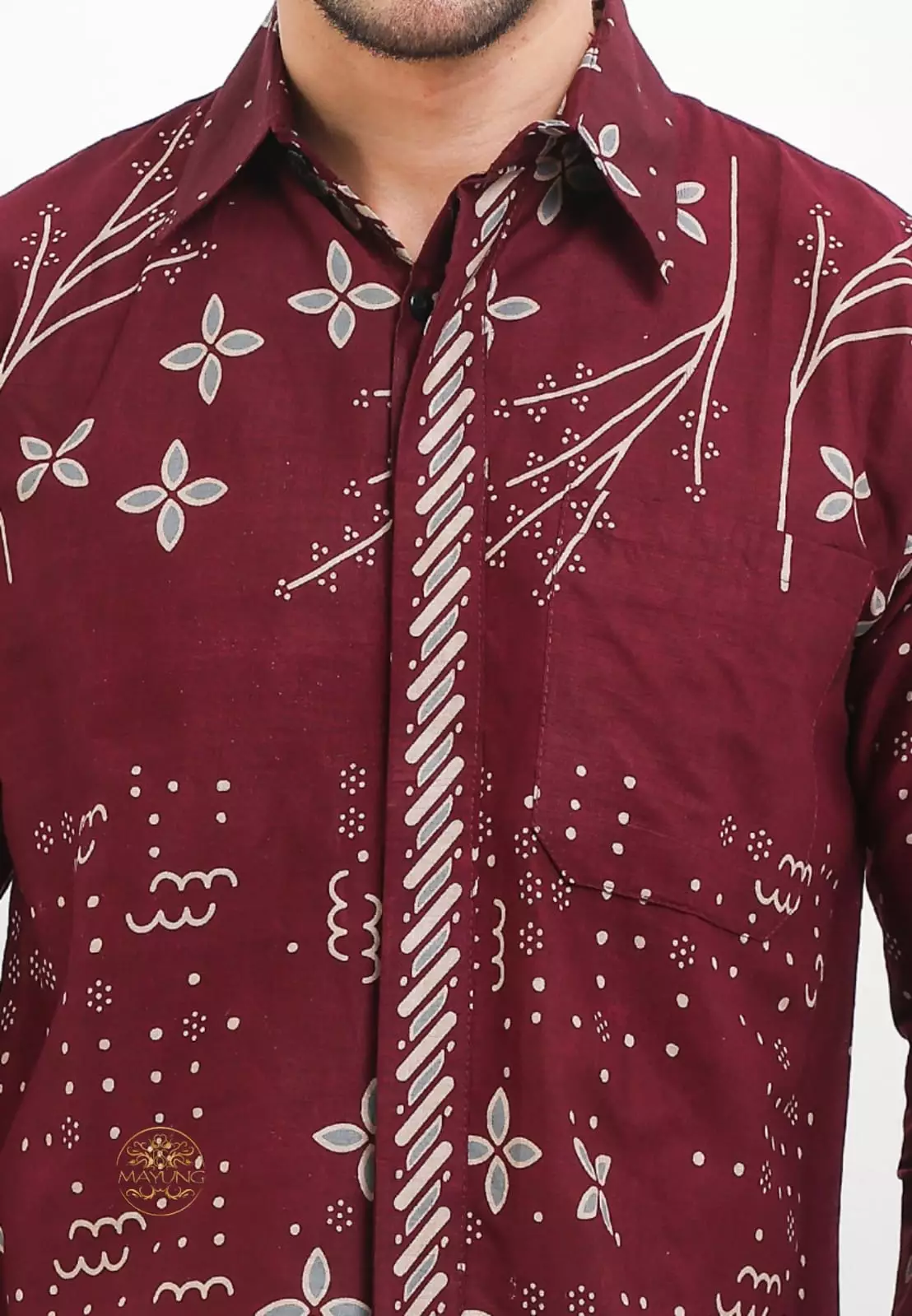 Anjani Burgundy Kemeja Batik Pria Premium Lengan Panjang NLN
