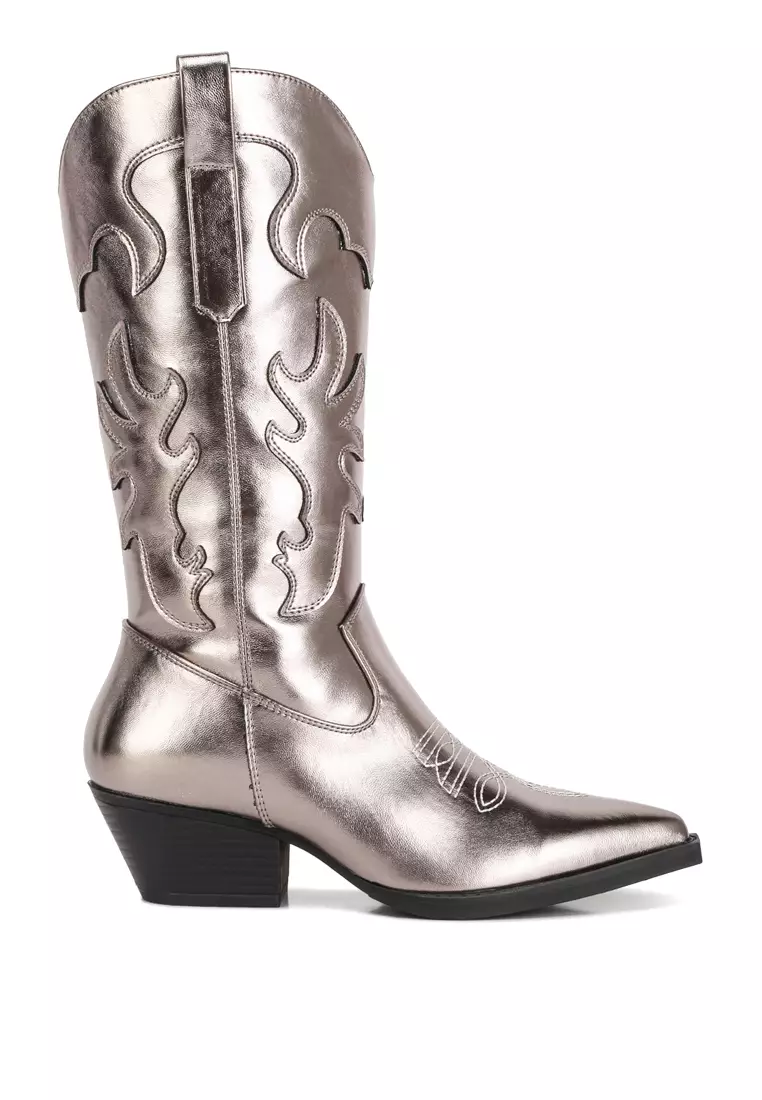 Discount on London Rag  shoes - SKU: Pewter Metallic Cowboy Boots