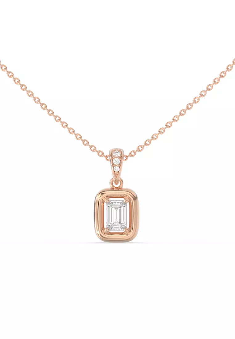 Emerald Cosmic Lab Grown Diamond Pendant Necklace in 14K Rose Gold D/E-VVS/VS (0.44ct TDW)