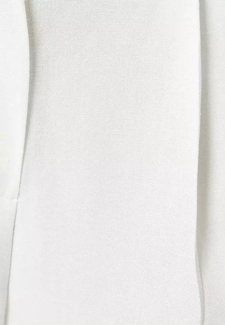Linen Blend Trousers With Wide Leg Pockets