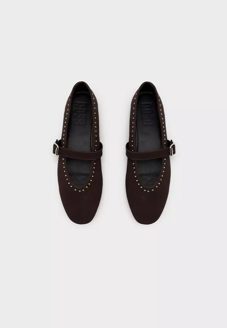 STUDDED MARY JANE FLATS