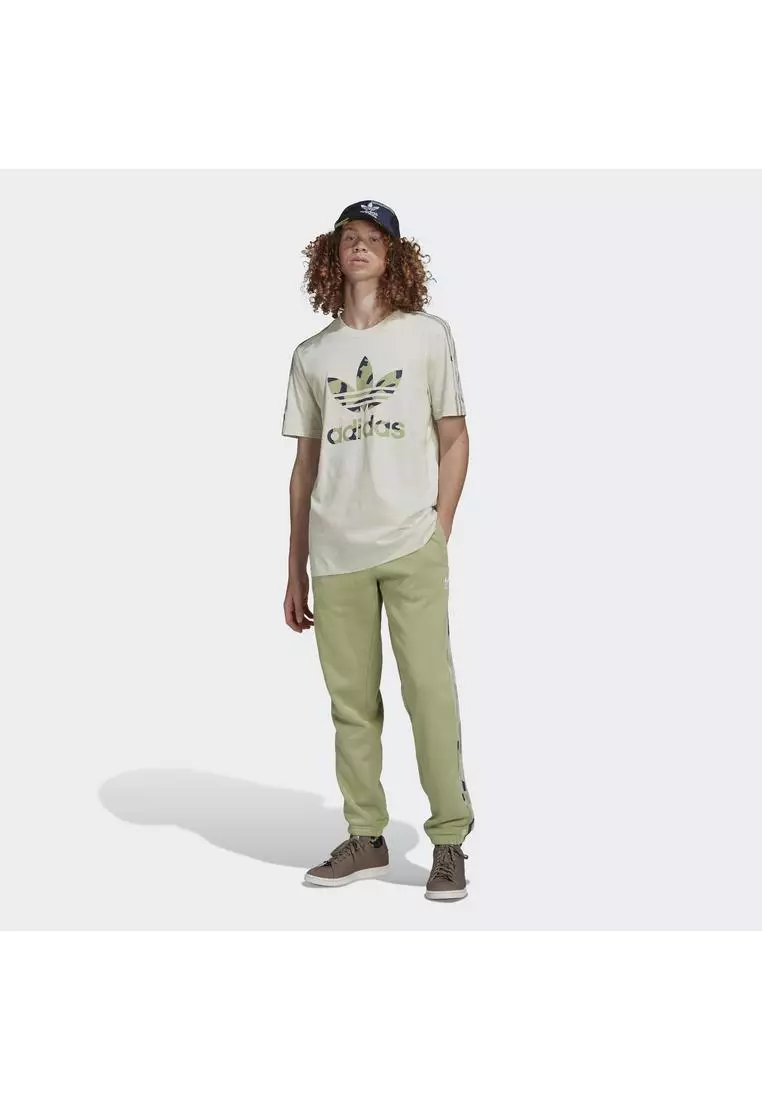 Adidas originals camouflage 3 stripe t shirt khaki shop